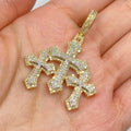 10K Gold Trinity Triple Cross Diamond Pendant in yellow gold, Small - close-up product photo