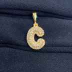 14K Gold Initial C Bubble Diamond Pendant - additional product view 2