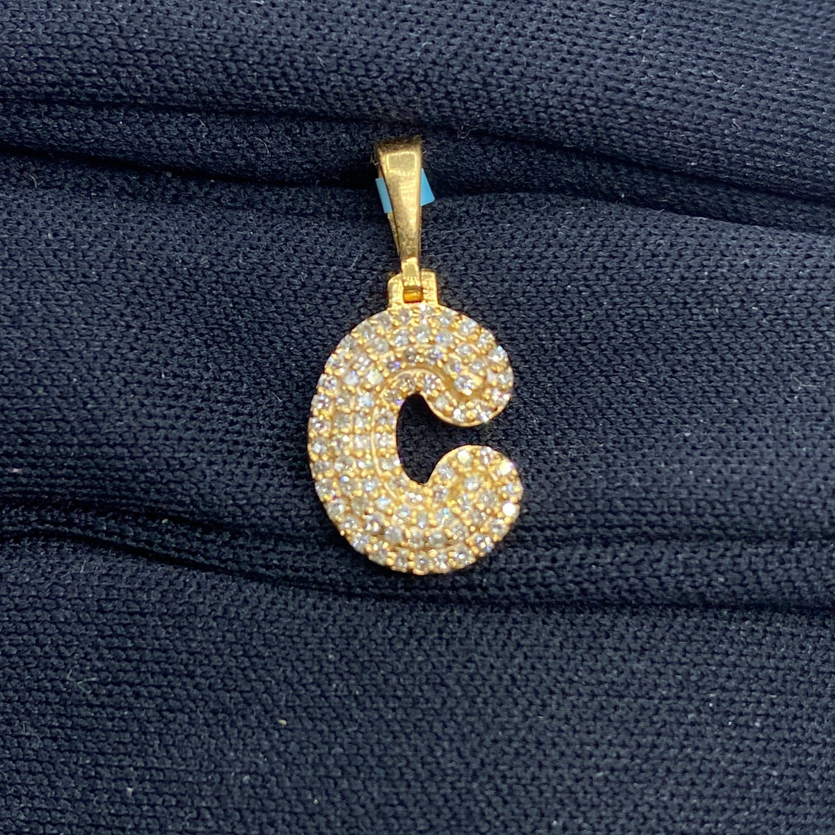 14K Gold Initial C Bubble Diamond Pendant - additional product view 2