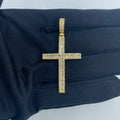 14K Gold Latin Cross Diamond Baguette Pendant in yellow gold - close-up product photo