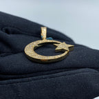 14K Gold Star Moon Diamond Pendant - additional product view 4