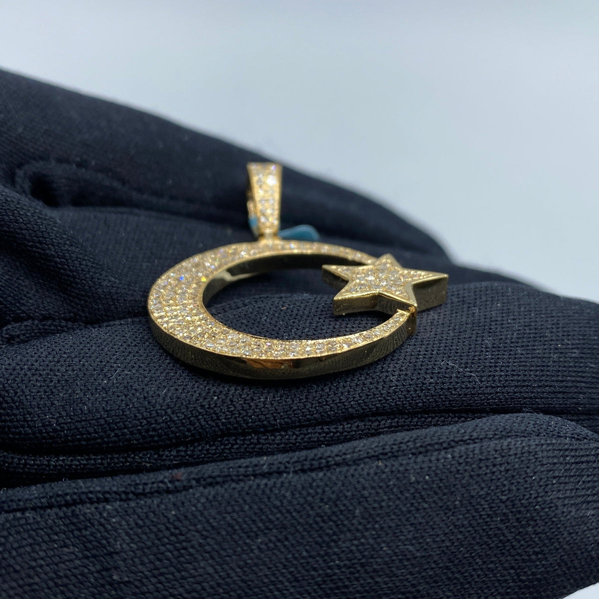 14K Gold Star Moon Diamond Pendant - additional product view 4