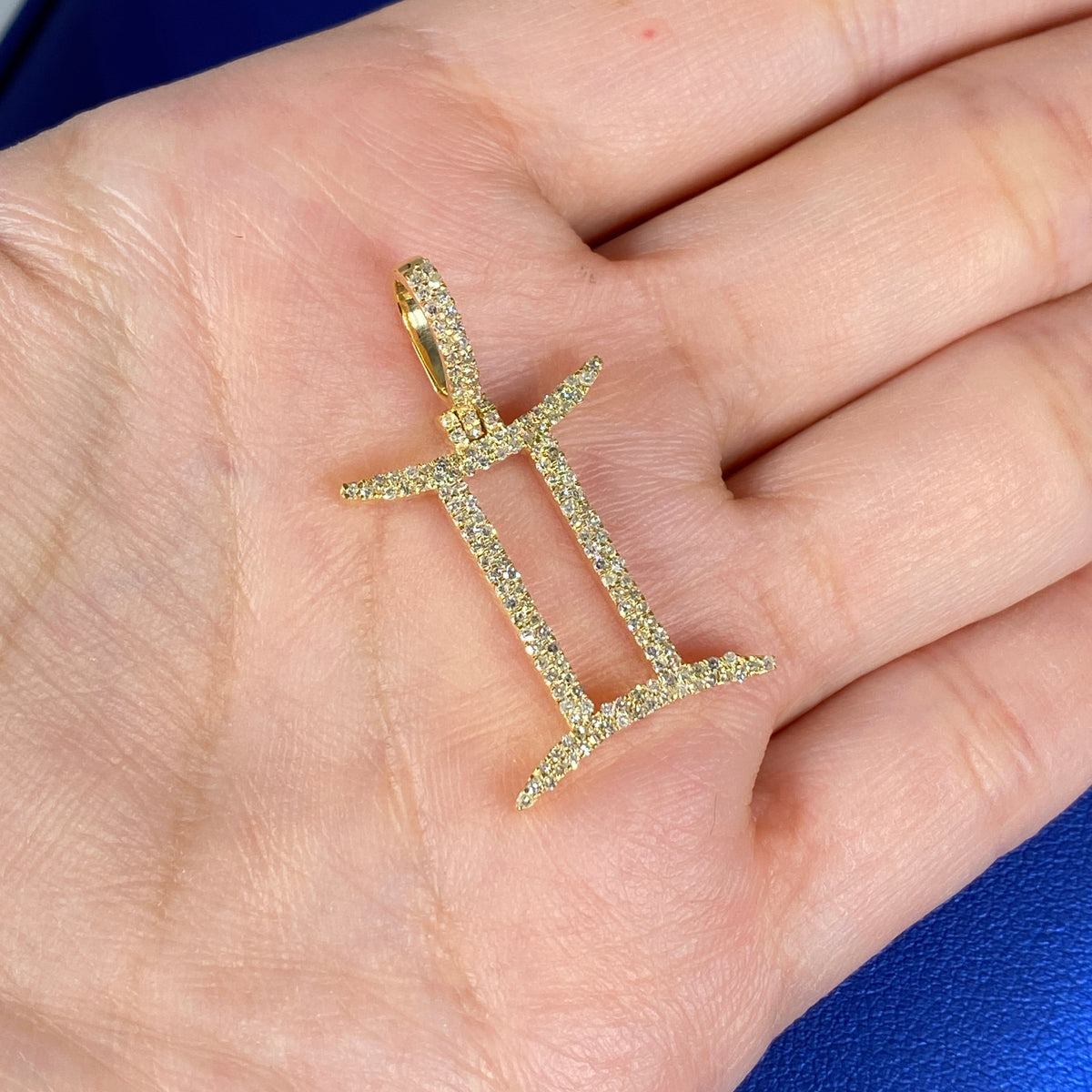 10K Gold Gemini Sign Diamond Pendant - additional product view 5