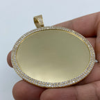 14K Gold Jumbo Round Photo Picture CZ Pendant - additional product view 2