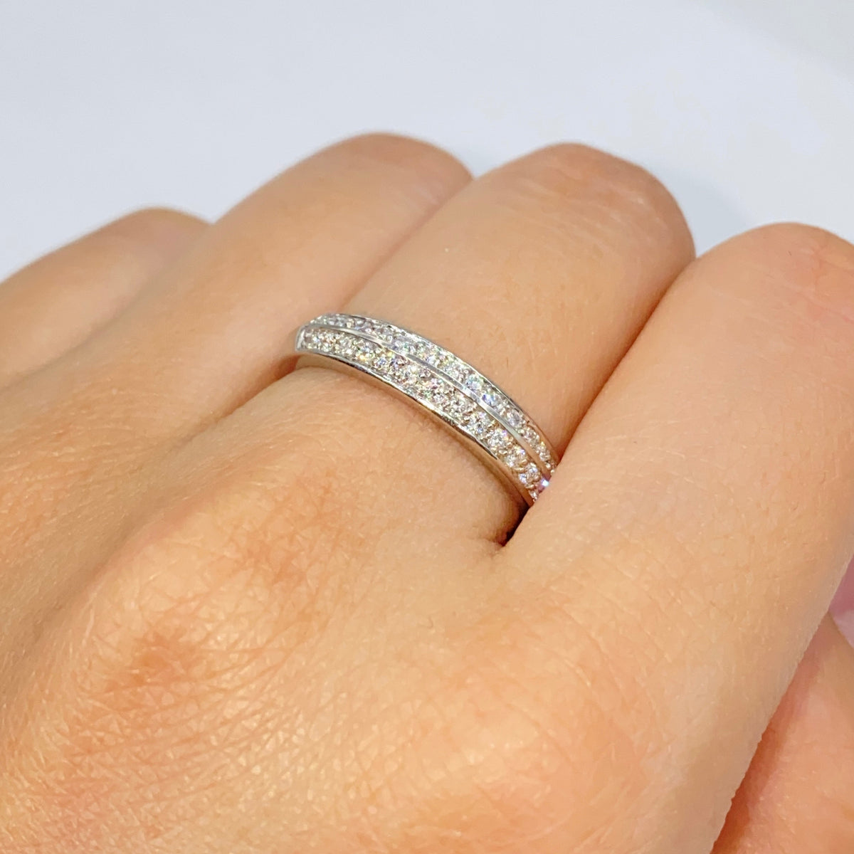 Platinum Double Row Diamond Band Ring - additional product view 2