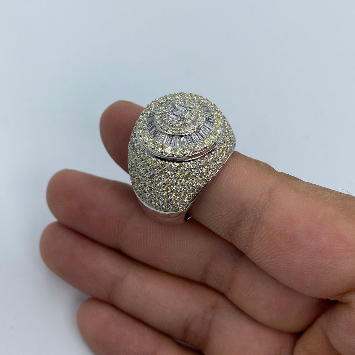 14K Gold Circle Dome Diamond Baguette Ring - additional product view 8