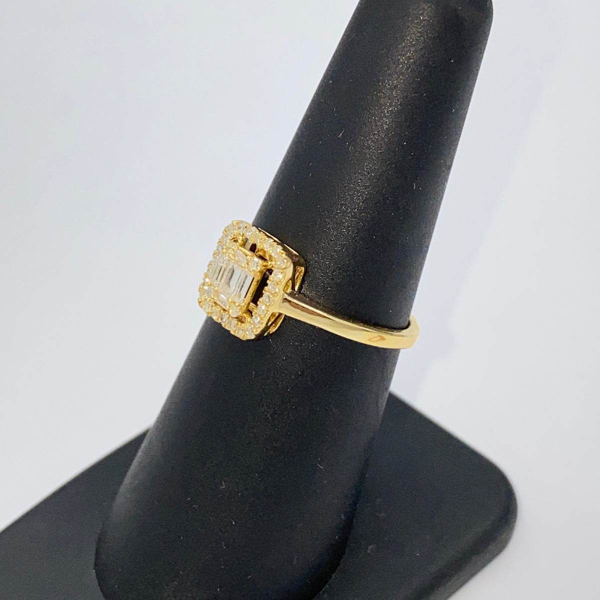 14K Gold Palace Square Halo Diamond Baguette Engagement Ring - additional product view 7