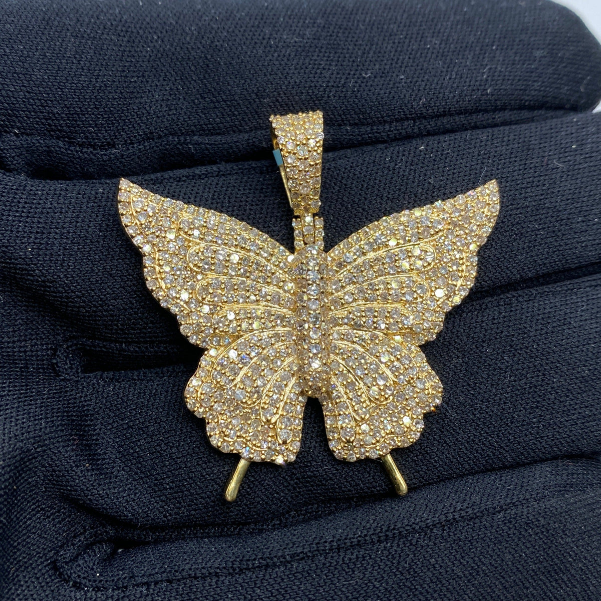14K Gold Butterfly Diamond Pendant in yellow gold - close-up product photo