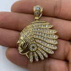 14K Gold Indian Chief Head Pendant - additional product view 2