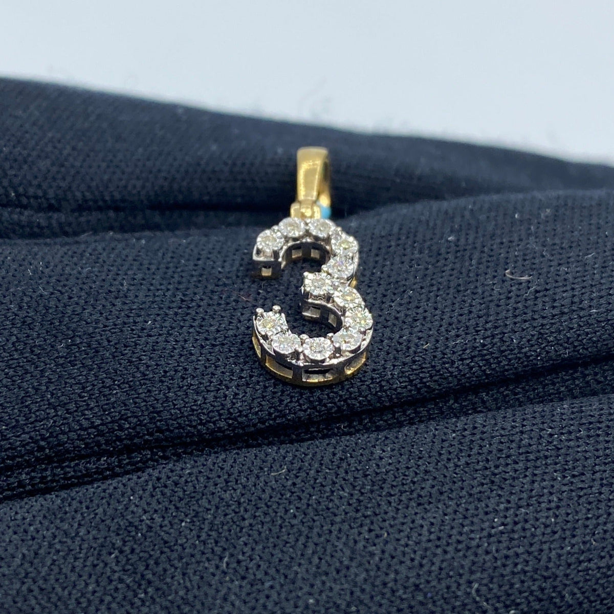 14K Gold Number 3 Diamond Pendant - additional product view 3