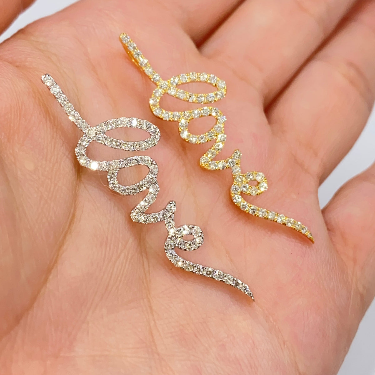 10K Gold Love Script Diamond Pendant - additional product view 2
