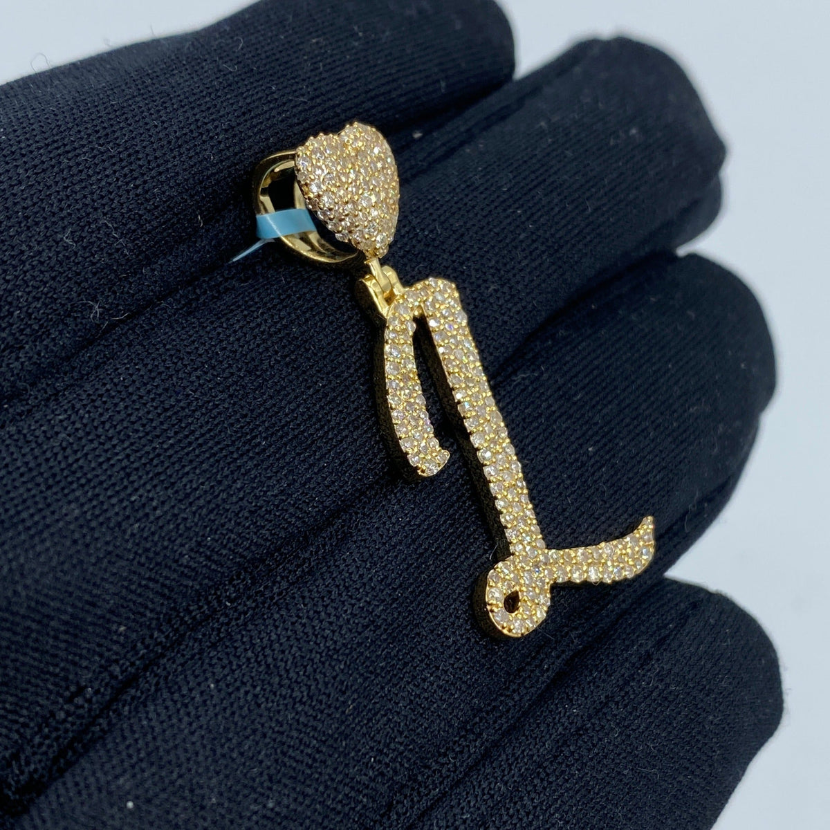14K Gold Initial L Script Heart Diamond Pendant - additional product view 5