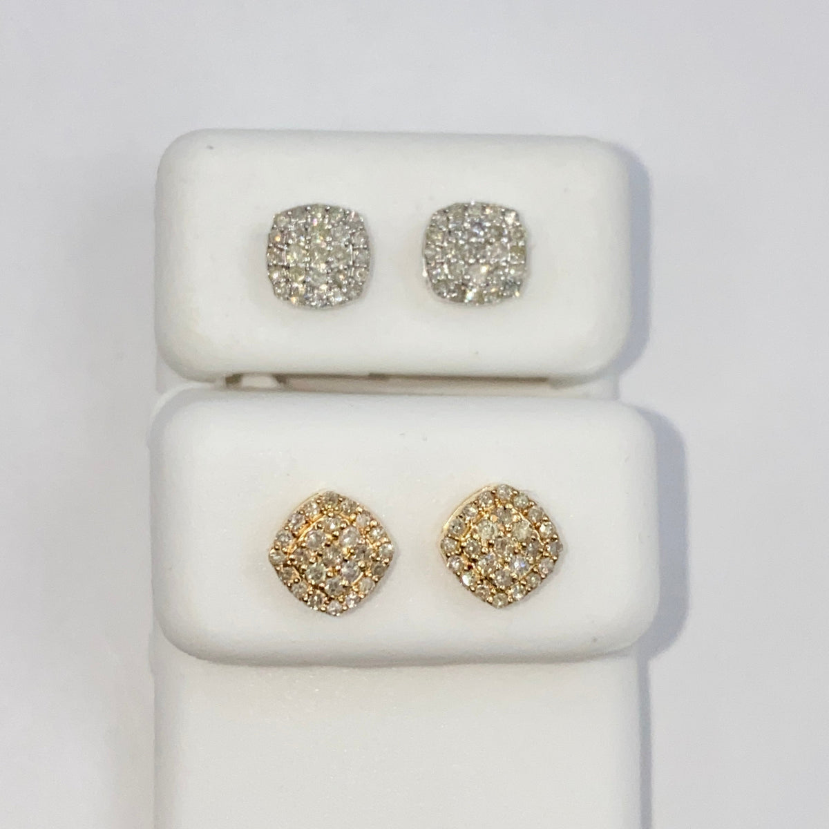 14K Gold 7mm Rounded Square Diamond Earrings - additional product view 6