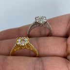14K Gold Large Flower Diamond Engagement Ring - additional product view 4