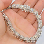 10K Gold Square Tower Diamond Tennis Chain Necklace - additional product view 3