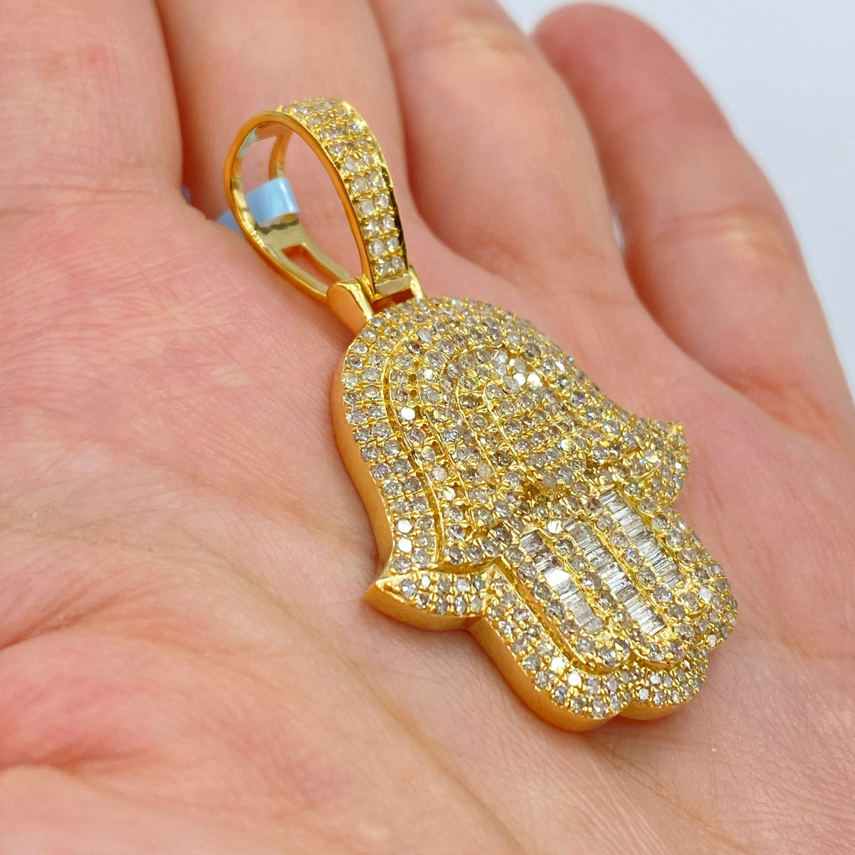 14K Gold Jumbo Hamsa Diamond Pendant - additional product view 3