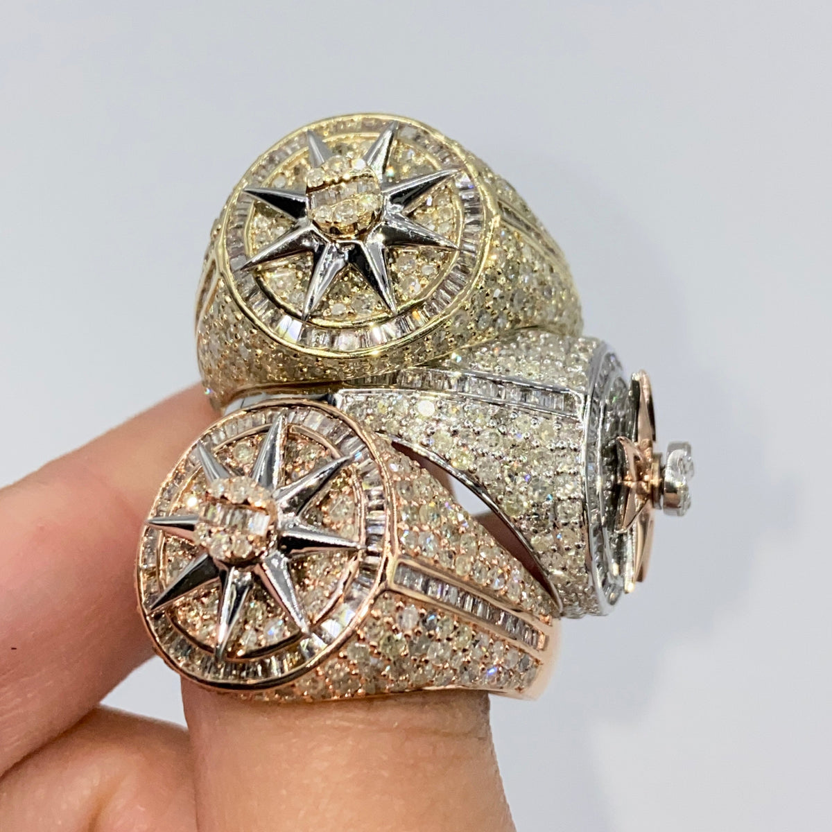 10K Gold Roulette Spinning Diamond Baguette Ring - additional product view 2