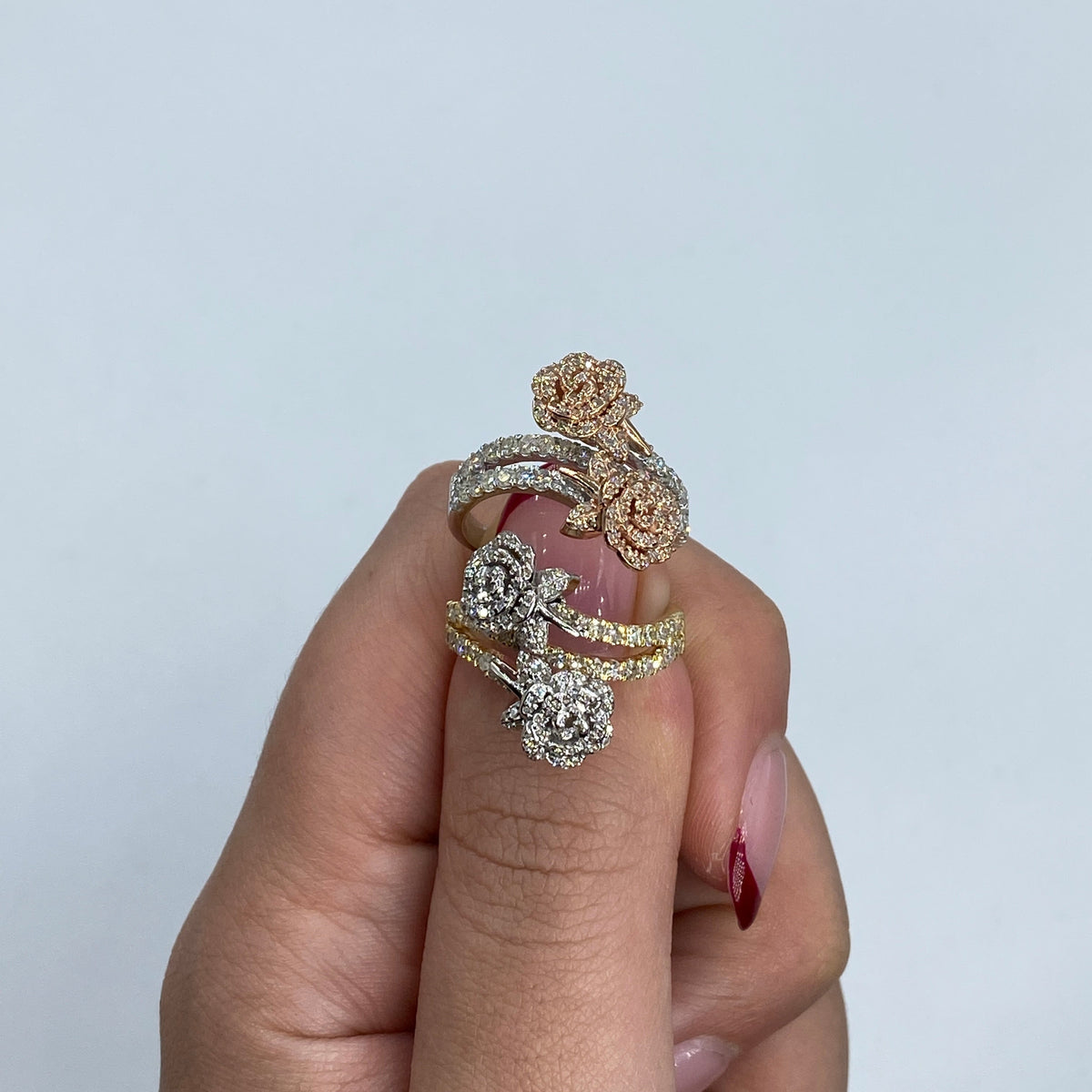 14K Gold Two-Tone Flower Diamond Ring - additional product view 5