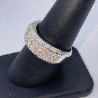 14K Gold 7.4mm Iced Stack Diamond Ring Band - additional product view 7