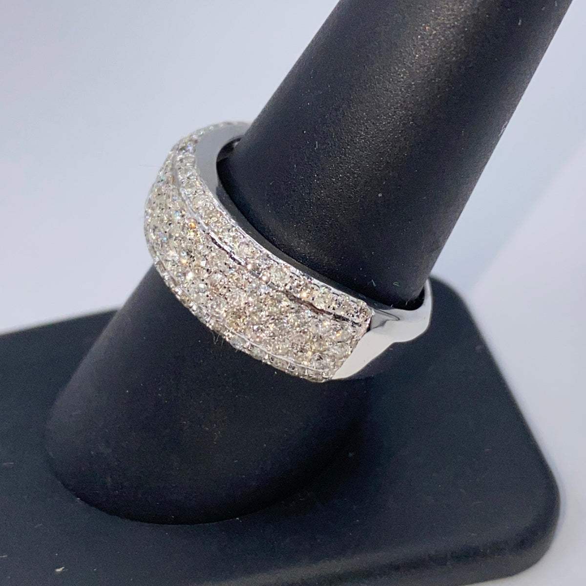 14K Gold 7.4mm Iced Stack Diamond Ring Band - additional product view 7