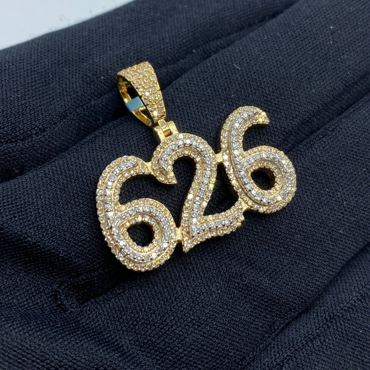 14K Gold 626 Area Code Diamond Pendant - additional product view 3