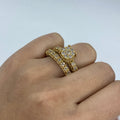 14K Gold Bloom Circle Diamond Engagement Ring with Stacking Band in yellow gold - close-up product photo