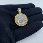 14K Gold Circle Diamond Baguette Pendant - additional product view 3