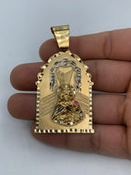 14K Gold Saint Barbara Medallion Pendant 2.5 in - additional product view 6