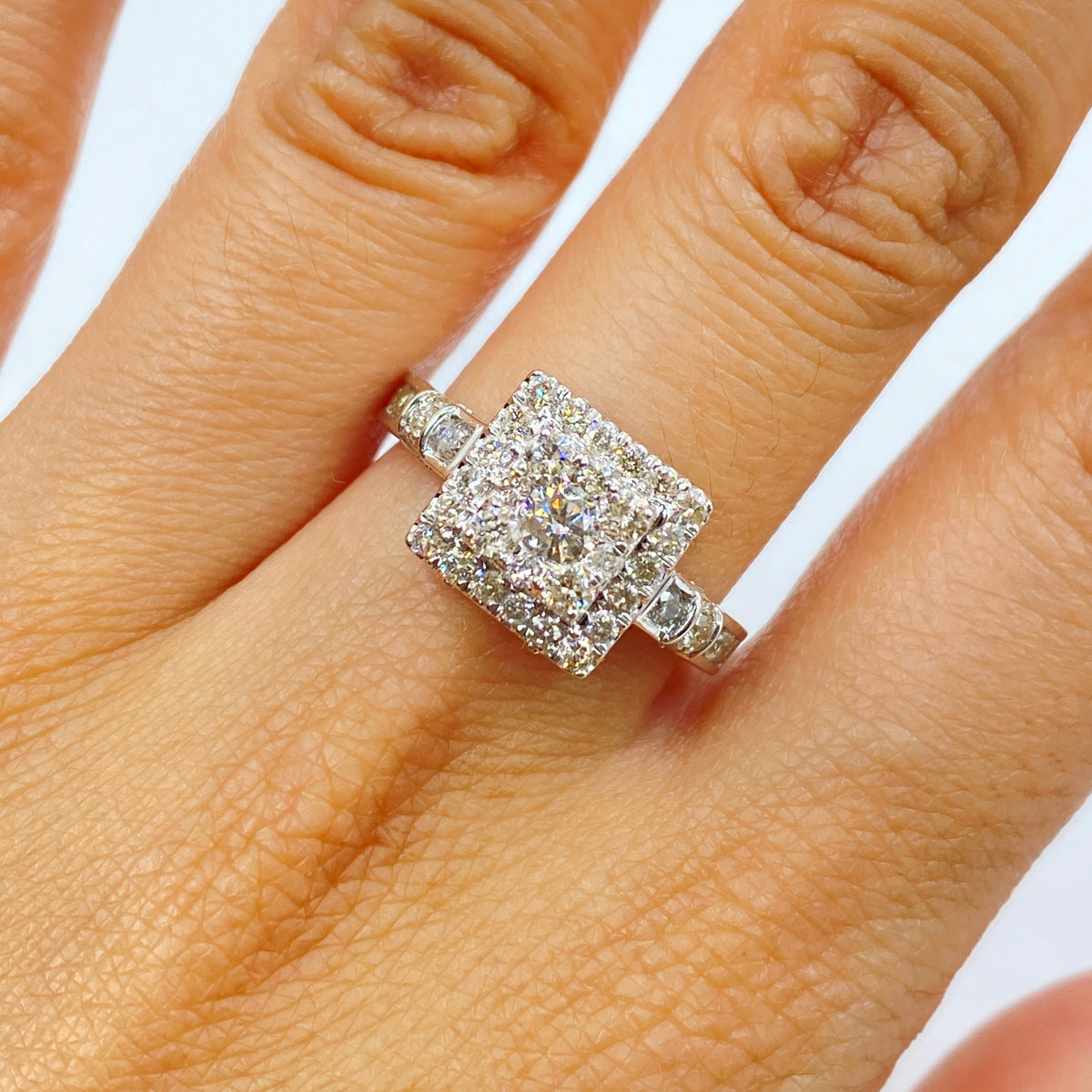 10K Gold Square Halo Diamond Engagement Ring - additional product view 2