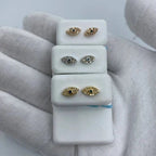 14K Gold Teal Center Stone Evil Eye Diamond Earrings - additional product view 2