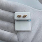 14K Gold Teal Center Stone Evil Eye Diamond Earrings - additional product view 5