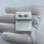 14K Gold Teal Center Stone Evil Eye Diamond Earrings - additional product view 4