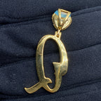 14K Gold Initial Q Script Heart Diamond Pendant - additional product view 5