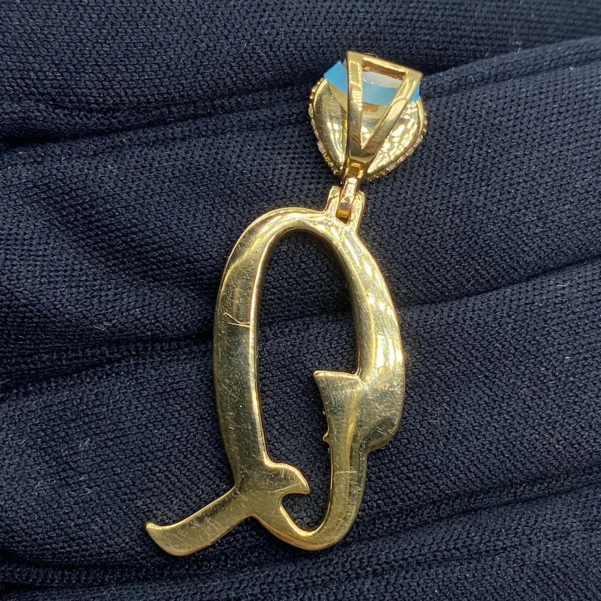 14K Gold Initial Q Script Heart Diamond Pendant - additional product view 5