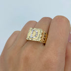 10K Gold Initial Letter Square Block Ring - additional product view 8