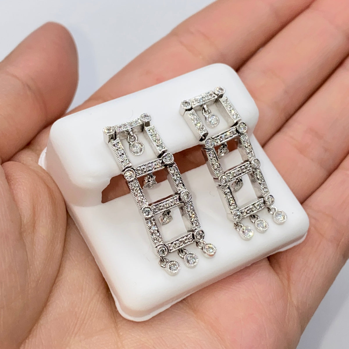 18K Gold Chandelier Diamond Earrings - additional product view 2