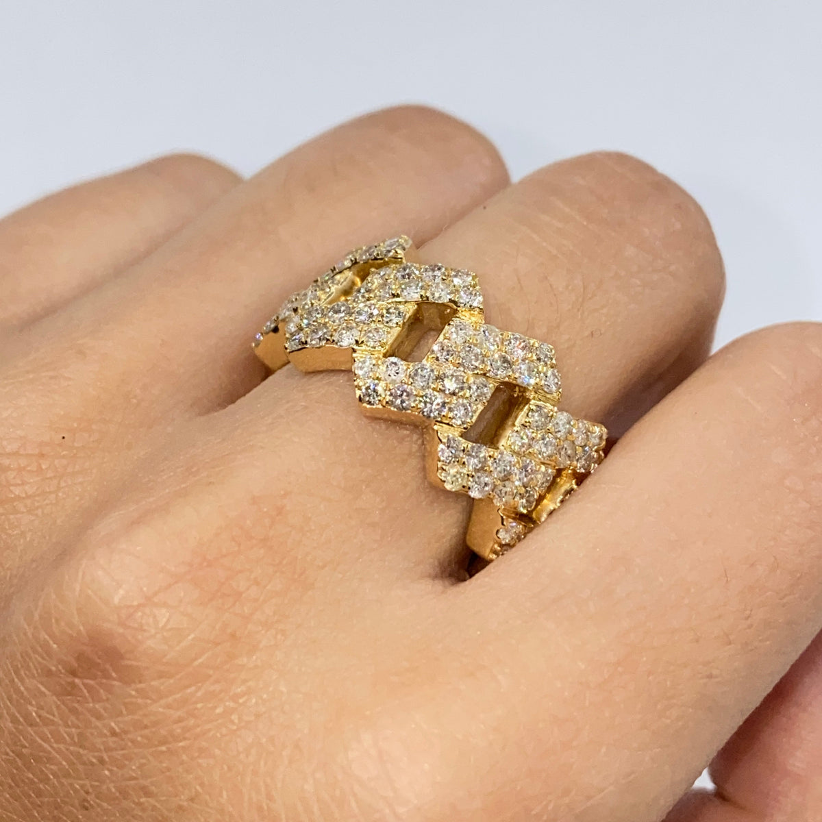 14K Gold 13mm Cuban Link Diamond Ring - additional product view 4
