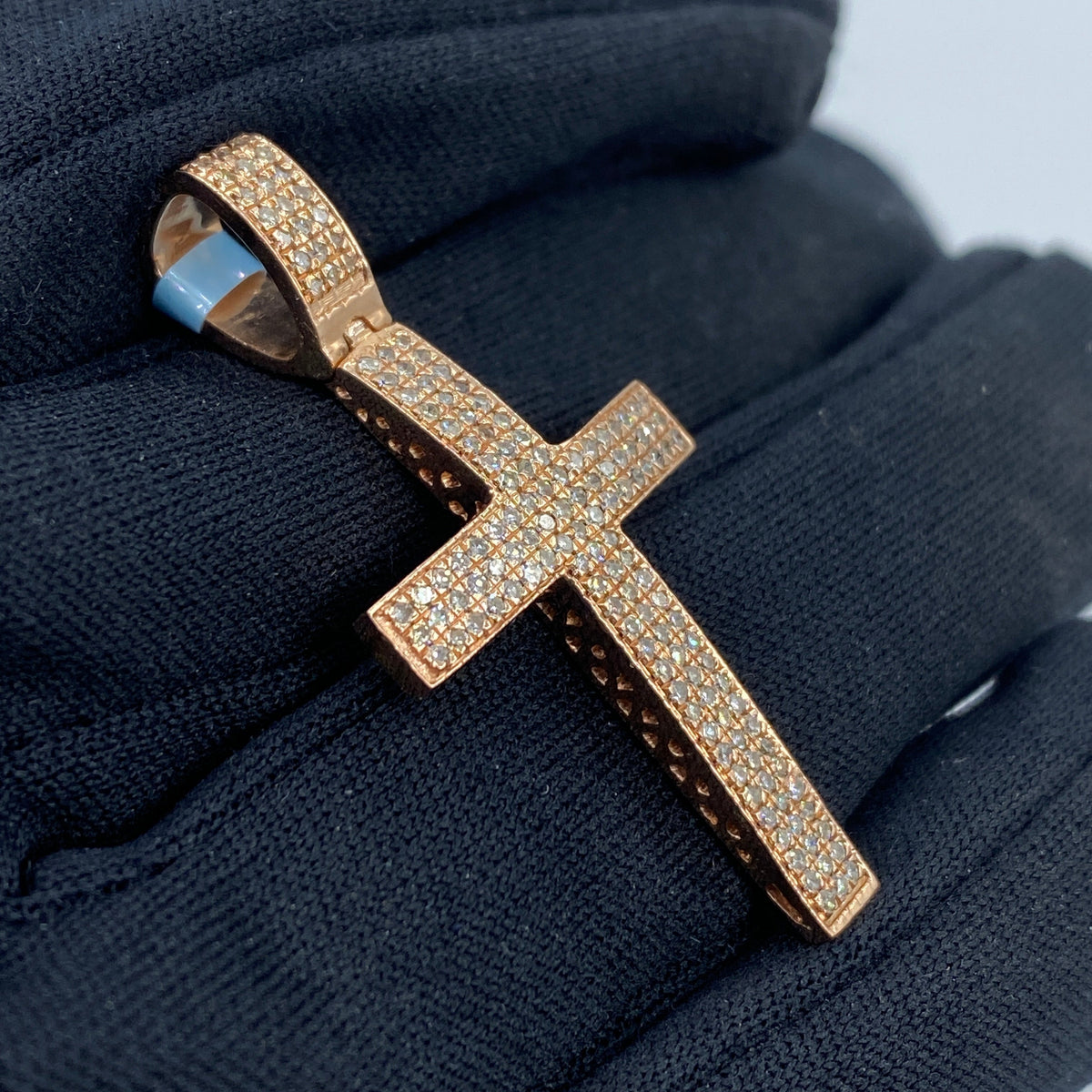 14K Rose Gold Latin Cross Diamond Pendant - additional product view 3