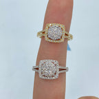 14K Gold Circle Square Halo Diamond Ring - additional product view 2