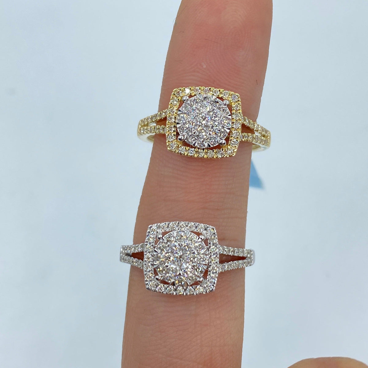 14K Gold Circle Square Halo Diamond Ring - additional product view 2