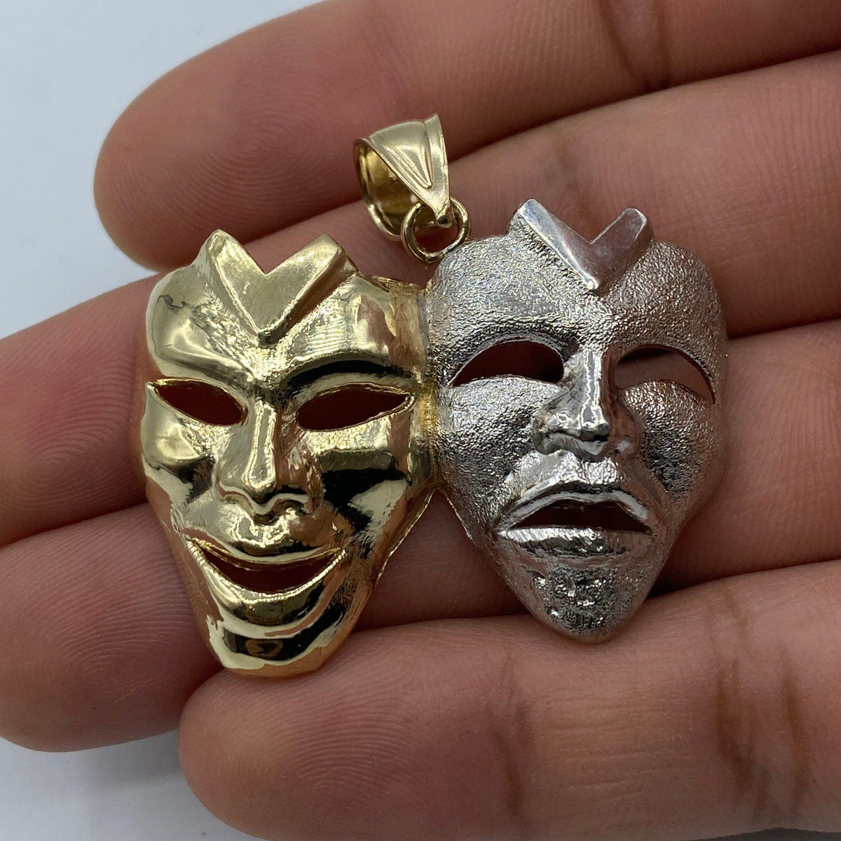 10K Gold Laugh Now Cry Later Pendant 1.7 in - additional product view 6