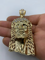 14K Gold Jesus Head Pendant 3.5 in - additional product view 4