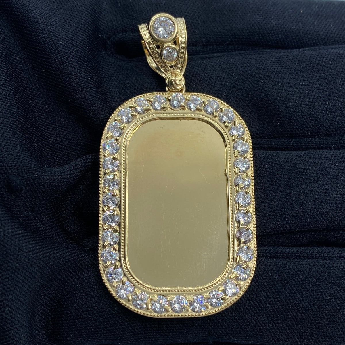 14K Gold Rounded Rectangle Picture Photo CZ Pendant - additional product view 2