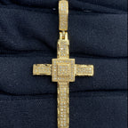 10K Gold Square Budded Cross Diamond Pendant - additional product view 2
