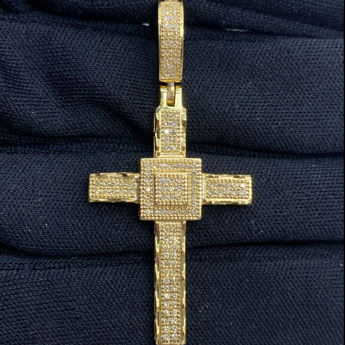 10K Gold Square Budded Cross Diamond Pendant - additional product view 2