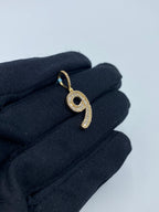 14K Gold Number 9 Diamond Baguette Pendant - additional product view 3
