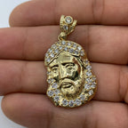 14K Gold Jesus Head Pendant 1.5 in - additional product view 7
