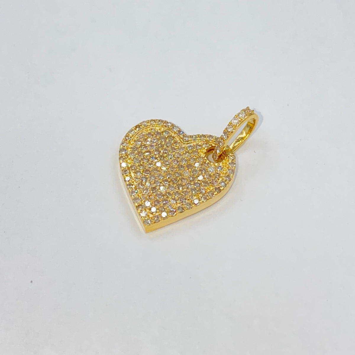 14K Gold Protect Icy Heart Diamond Pendant in yellow gold - close-up product photo