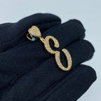 14K Gold Initial E Script Heart Diamond Pendant - additional product view 3