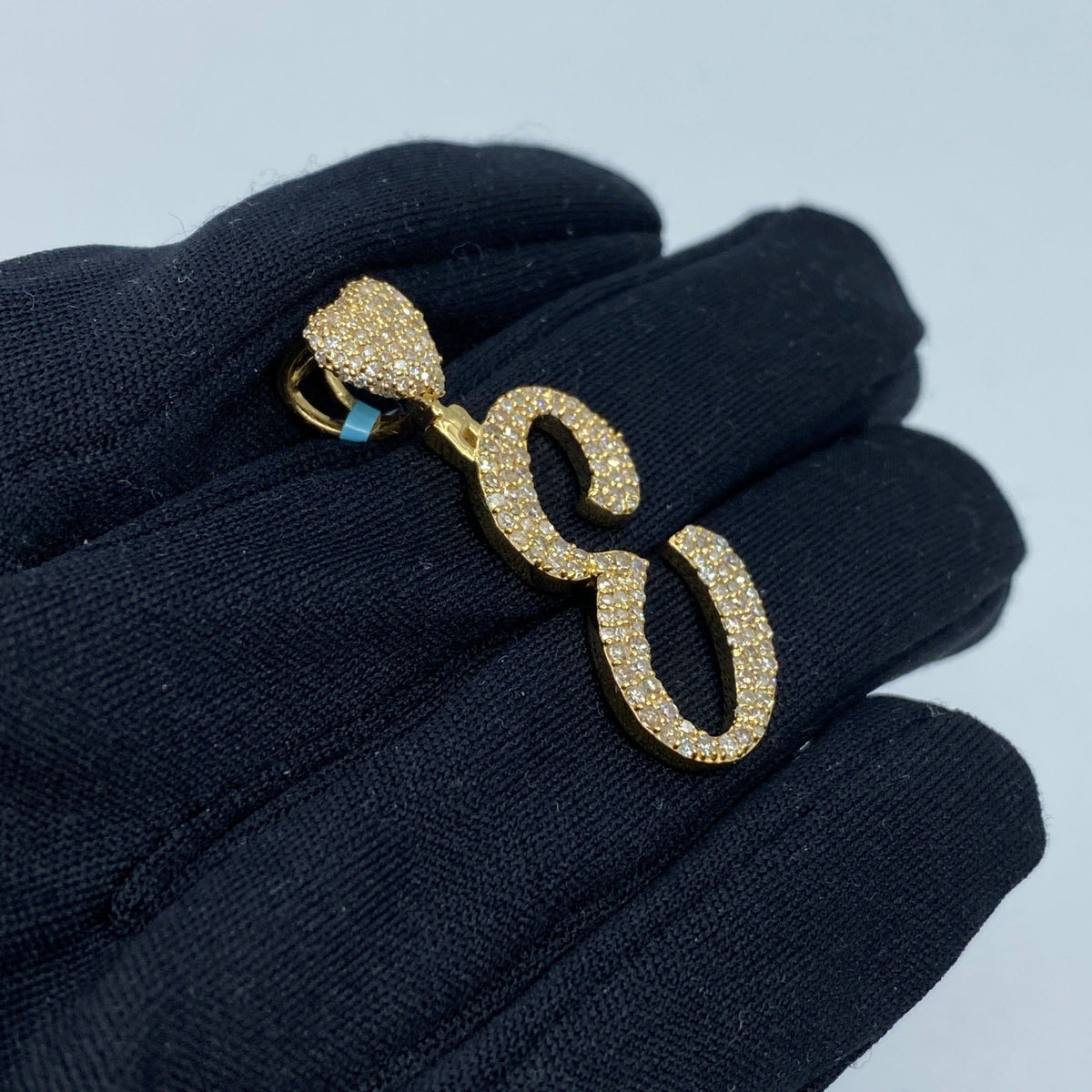 14K Gold Initial E Script Heart Diamond Pendant - additional product view 3